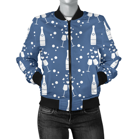 Champagne Pattern Print Design 05 Women's Bomber Jacket