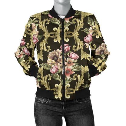 Baroque Pattern Print Design 02 Women's Bomber Jacket