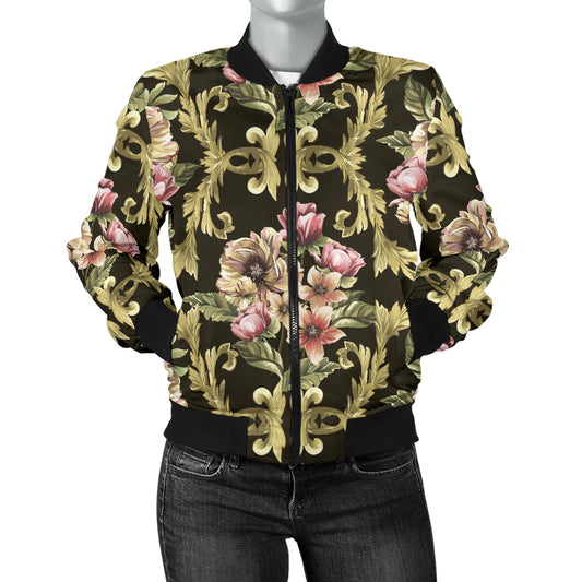 Baroque Pattern Print Design 02 Women's Bomber Jacket