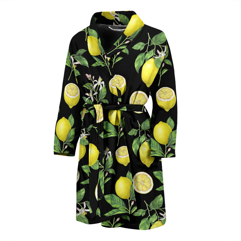 Lemon Pattern Print Design LM02 Men Bathrobe