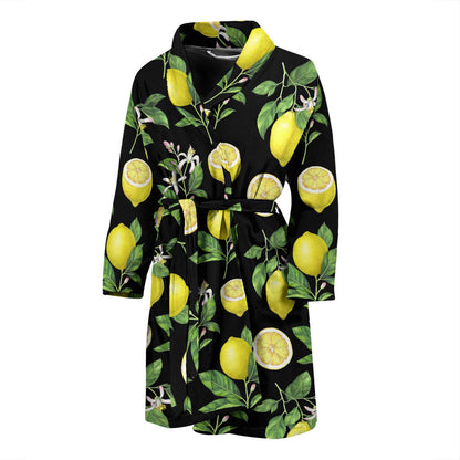 Lemon Pattern Print Design LM02 Men Bathrobe