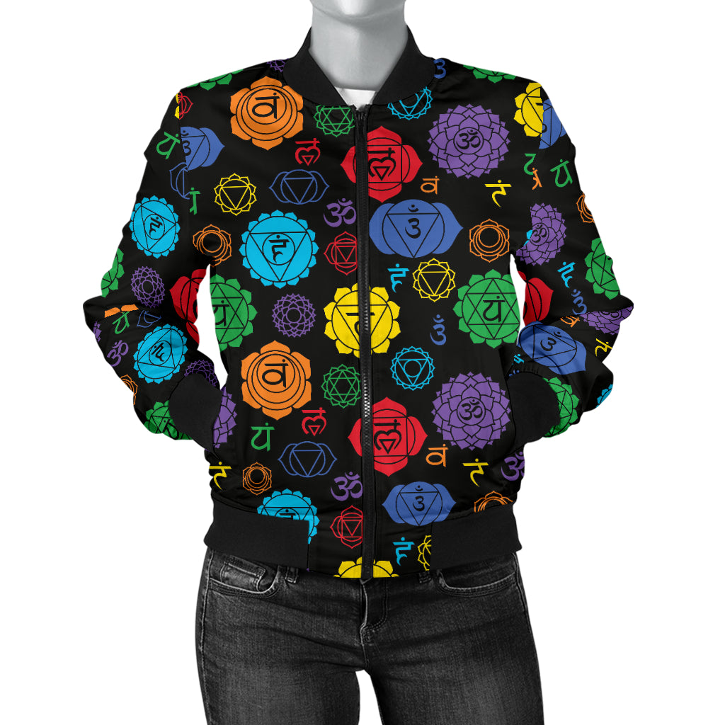 Chakra Pattern Print Design 01 Women's Bomber Jacket