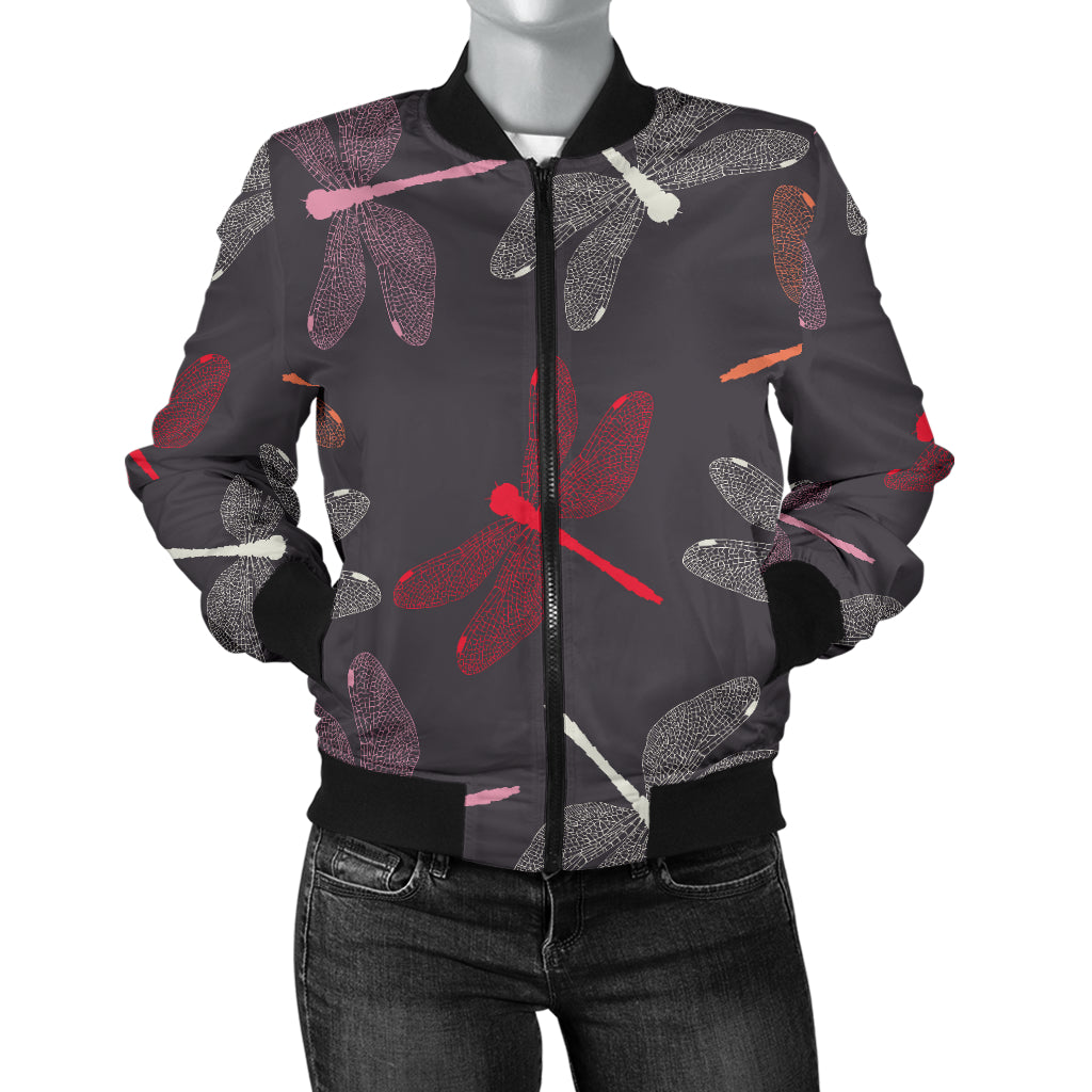 Dragonfly Pattern Print Design 01 Women's Bomber Jacket