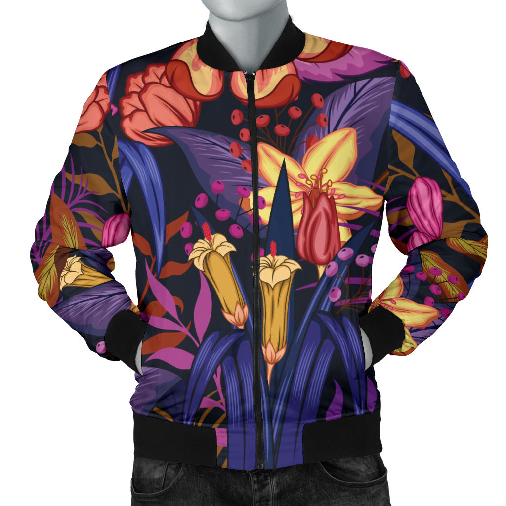 Lily Pattern Print Design LY016 Men Bomber Jacket