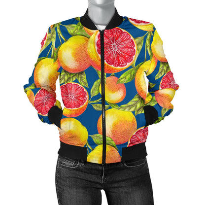 Grapefruit Pattern Print Design GF04 Women Bomber Jacket