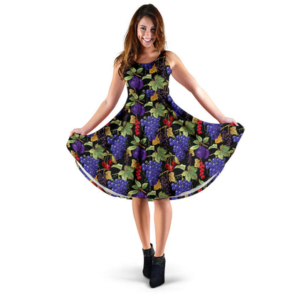 Grape Pattern Print Design GP05 Midi Dress