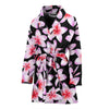 Pink Plumeria Pattern Print Design PM09 Women Bathrobe