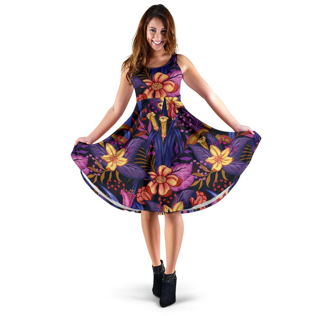 Lily Pattern Print Design LY016 Midi Dress