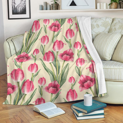 Tulip Pink Pattern Print Design TP06 Fleece Blanket