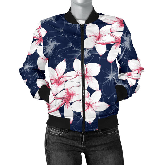 Plumeria Pattern Print Design PM017 Women Bomber Jacket