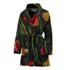 Tulip Embroidered Pattern Print Design TP01 Women Bathrobe