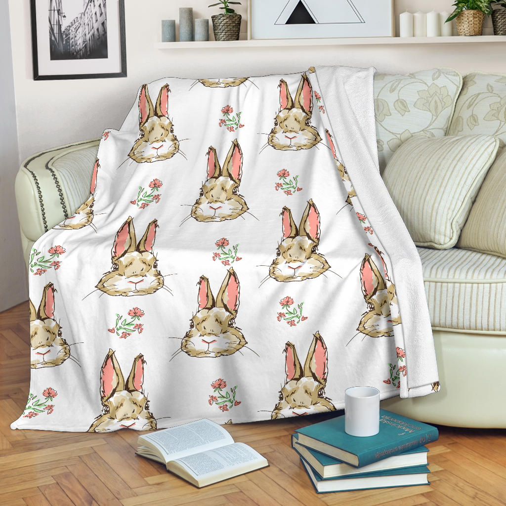 Rabbit Pattern Print Design RB09 Fleece Blanket