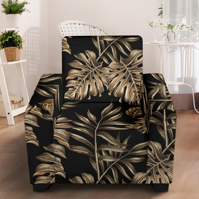 Brown Tropical Palm Leaves Armchair Slipcover