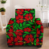 Red Hibiscus Embroidered Pattern Print Design HB032 Armchair Slipcover