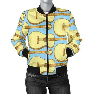 Acoustic Guitar Pattern Print Design 03 Women's Bomber Jacket