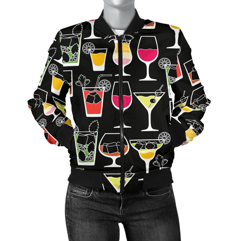 Cocktail Pattern Print Design 01 Women's Bomber Jacket