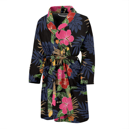 Hawaiian Themed Pattern Print Design H011 Men Bathrobe