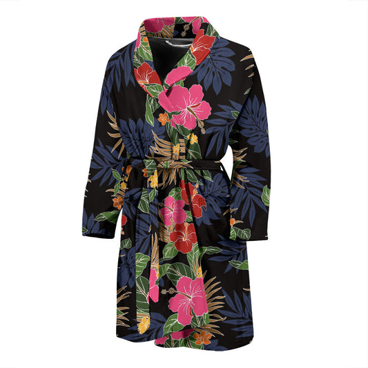 Hawaiian Themed Pattern Print Design H011 Men Bathrobe