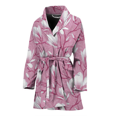 Magnolia Pattern Print Design MAG05 Women Bathrobe