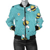 Bee Pattern Print Design BEE02 Women Bomber Jacket