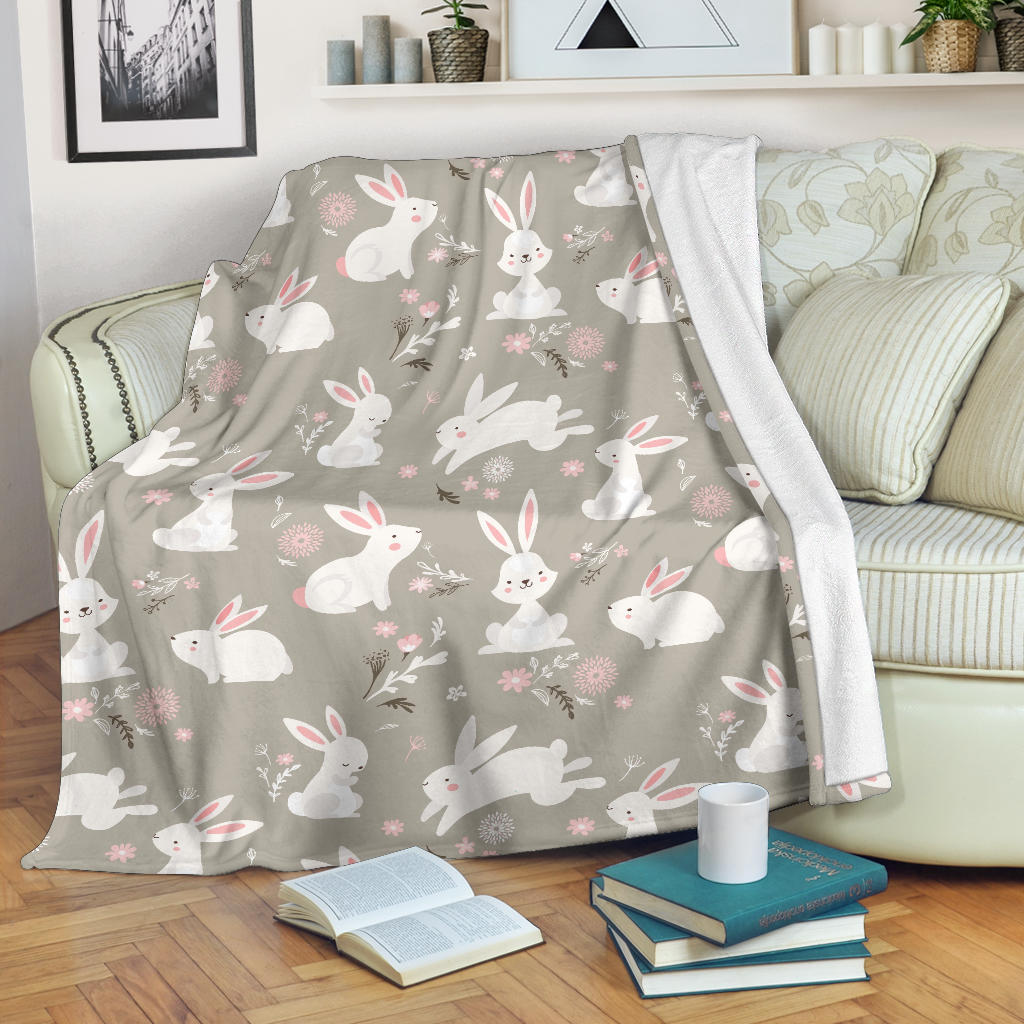 Rabbit Pattern Print Design RB03 Fleece Blanket