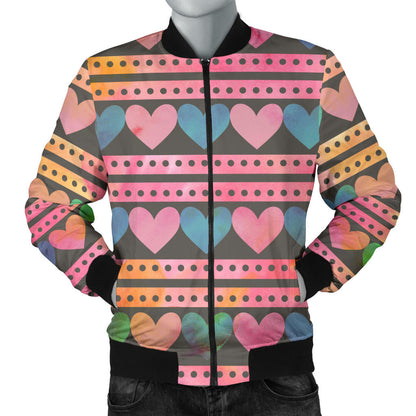 Heart Pattern Print Design HE010 Men Bomber Jacket