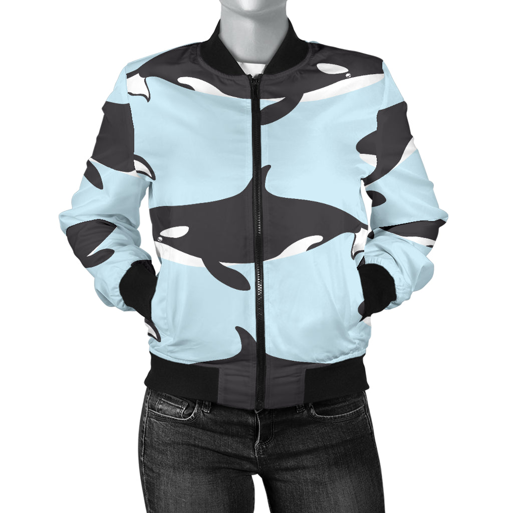 Killer Whale Pattern Print Design 01 Women's Bomber Jacket