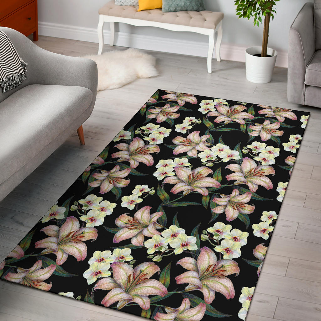 Lily Pattern Print Design LY03 Area Rugs
