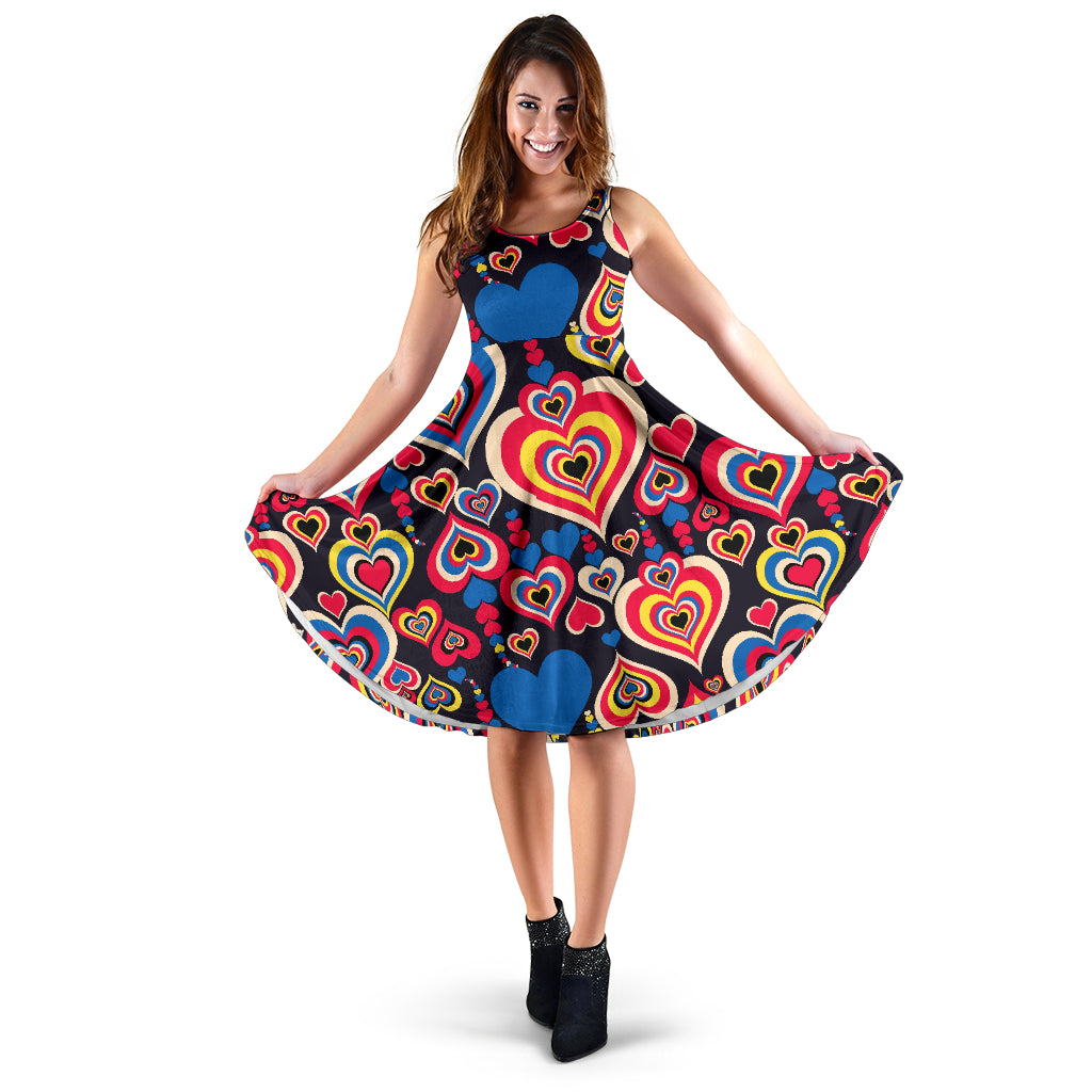 Heart Pattern Print Design HE08 Midi Dress