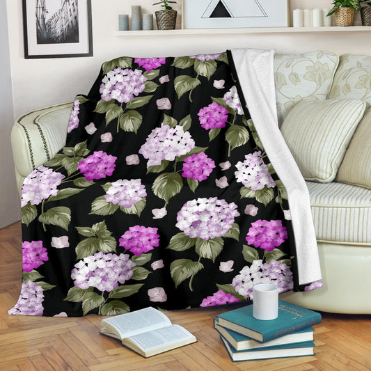 Hydrangea Pattern Print Design HD011 Fleece Blanket