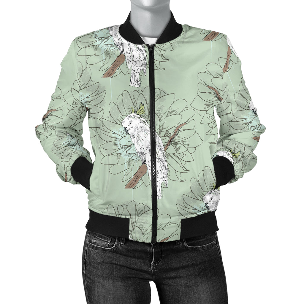 Cockatiel Pattern Print Design 01 Women's Bomber Jacket