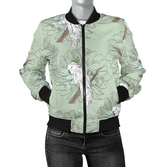 Cockatiel Pattern Print Design 01 Women's Bomber Jacket