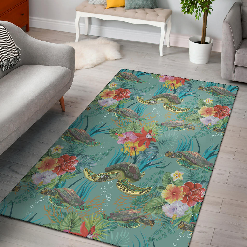 Sea Turtle Pattern Print Design T012 Area Rugs