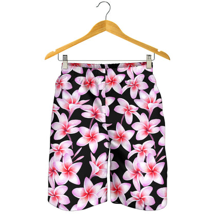 Pink Plumeria Pattern Print Design PM09 Mens Shorts
