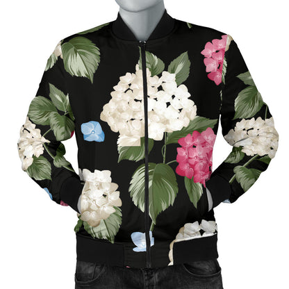 Hydrangea Pattern Print Design HD09 Men Bomber Jacket