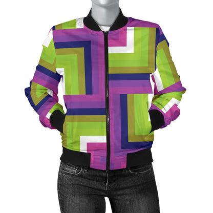 Optical illusion Pattern Print Design A05 Women's Bomber Jacket