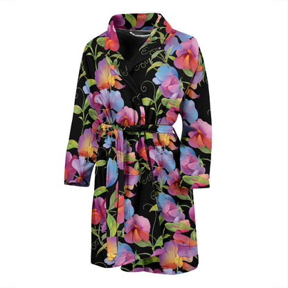 Peony Pattern Print Design PE012 Men Bathrobe