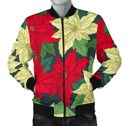 Poinsettia Pattern Print Design POT06 Men Bomber Jacket