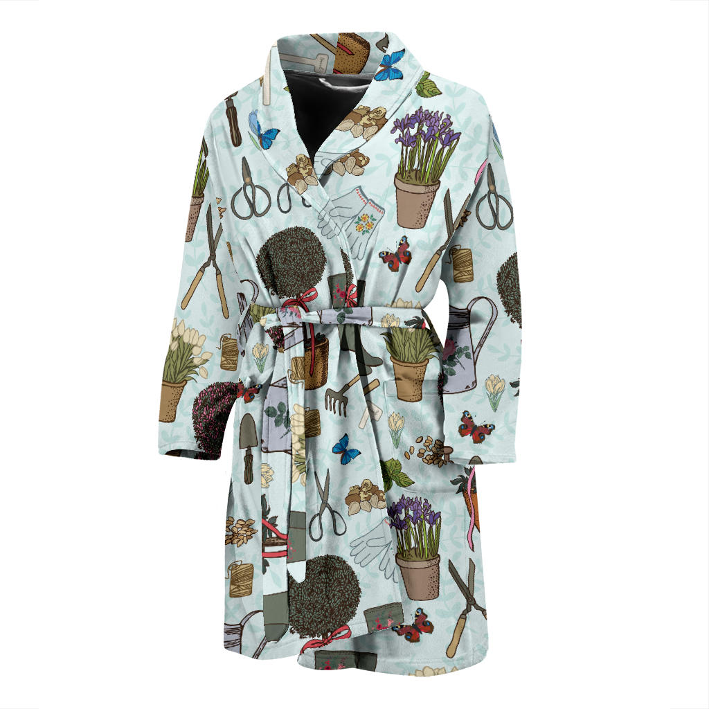 Gardening Pattern Print Design G01 Men Bathrobe