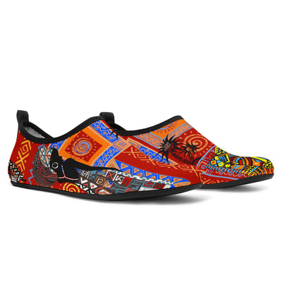 African Print Pattern Aqua Water Shoes