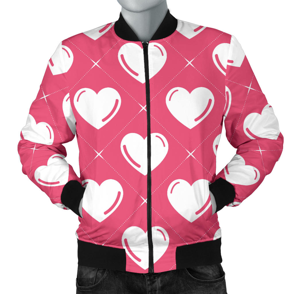 Heart Pattern Print Design HE07 Men Bomber Jacket