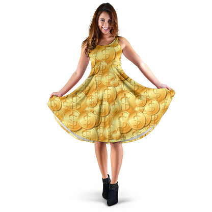 Dollar Pattern Print Design DO03 Midi Dress