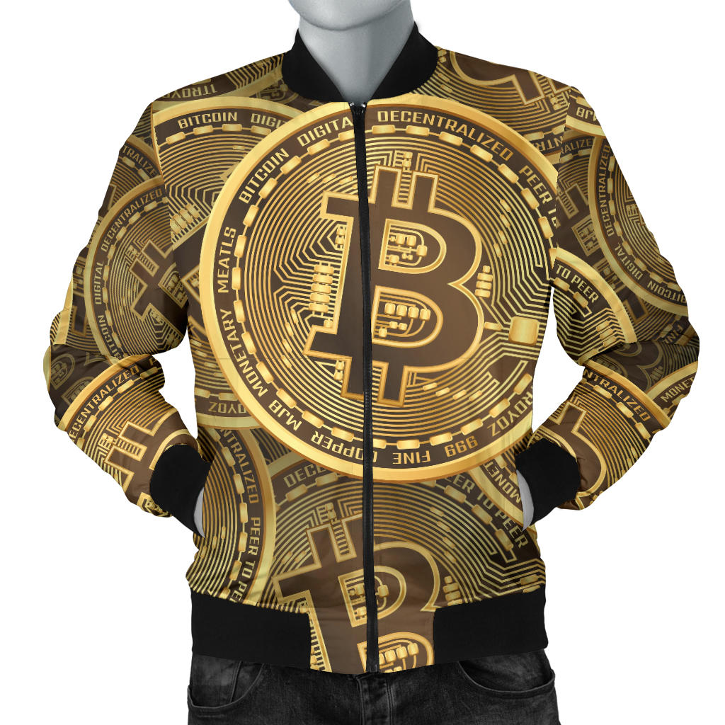 Bitcoin Pattern Print Design DO01 Men Bomber Jacket