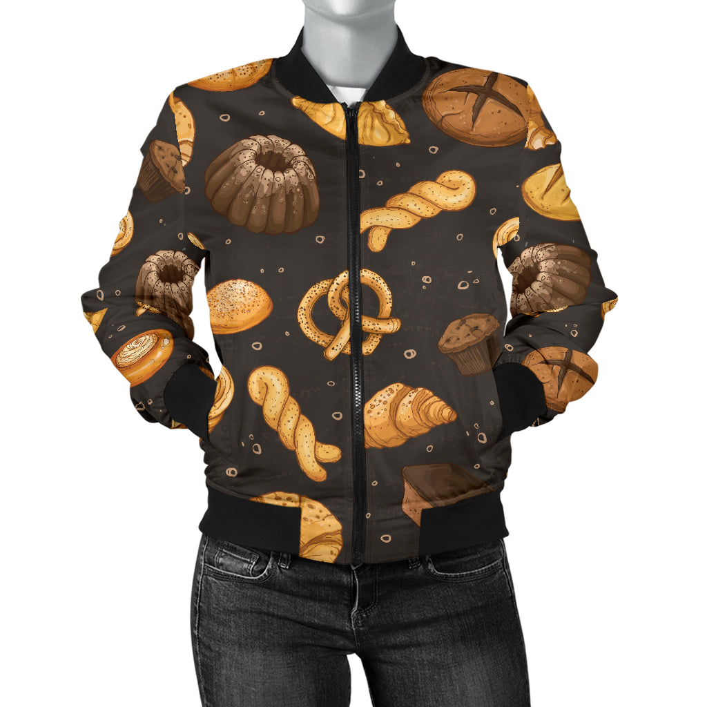 Bread Pattern Print Design 05 Women's Bomber Jacket