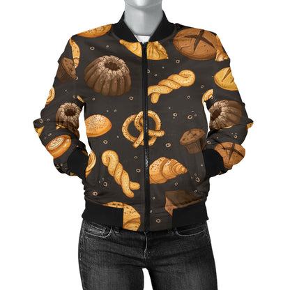Bread Pattern Print Design 05 Women's Bomber Jacket
