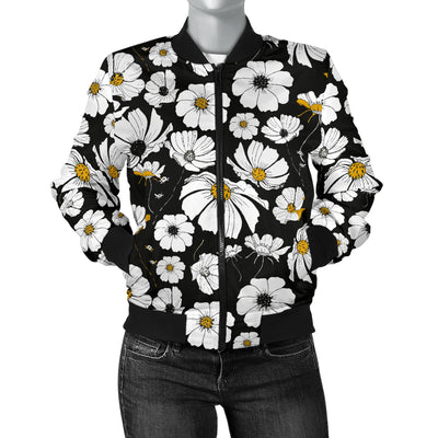 Daisy Pattern Print Design 02 Women's Bomber Jacket