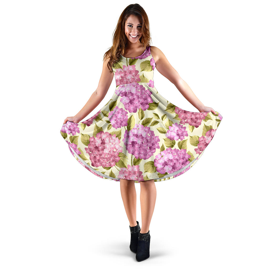 Hydrangea Pattern Print Design HD05 Midi Dress