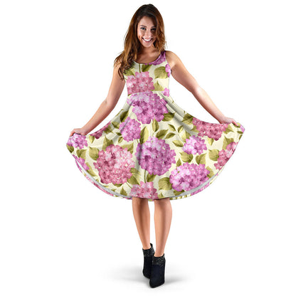 Hydrangea Pattern Print Design HD05 Midi Dress