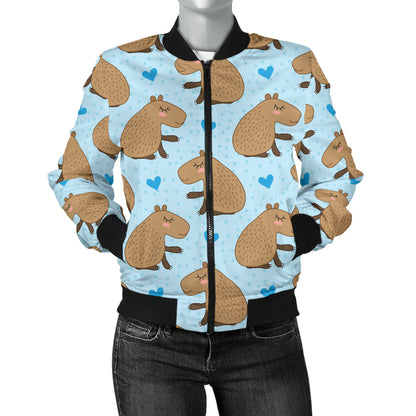 Capybara Pattern Print Design 01 Women's Bomber Jacket