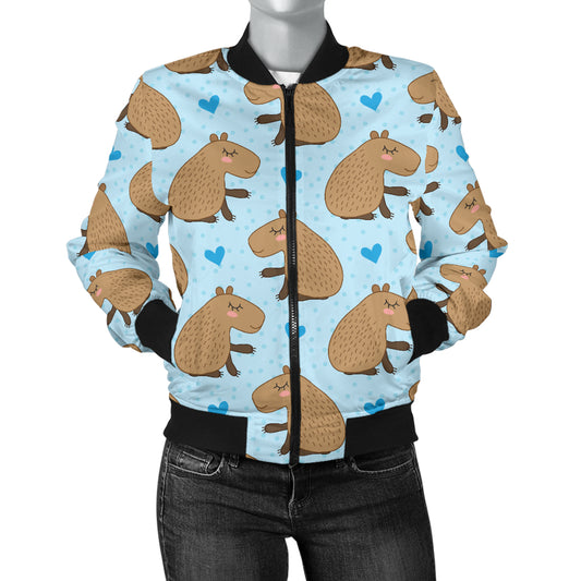 Capybara Pattern Print Design 01 Women's Bomber Jacket